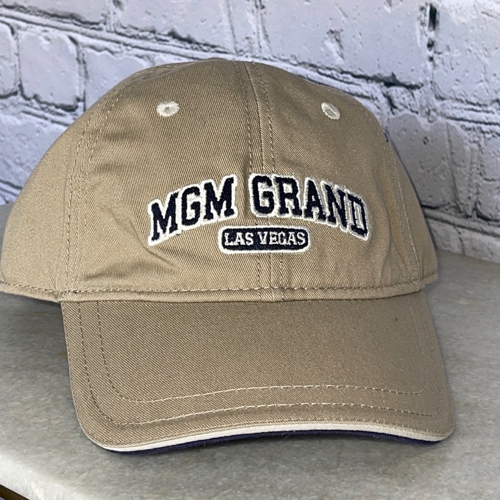 * MGM Grand Las Vegas Tan/Blue baseball hat cap nwot